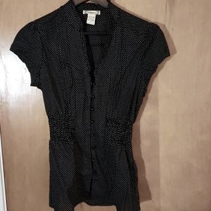 Black & white polka dot button up blouse